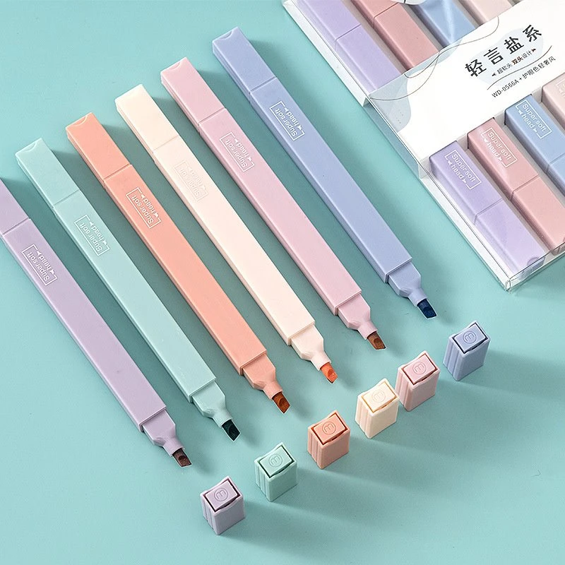 6PCS Gosod Amlygwr Pen Dwbl