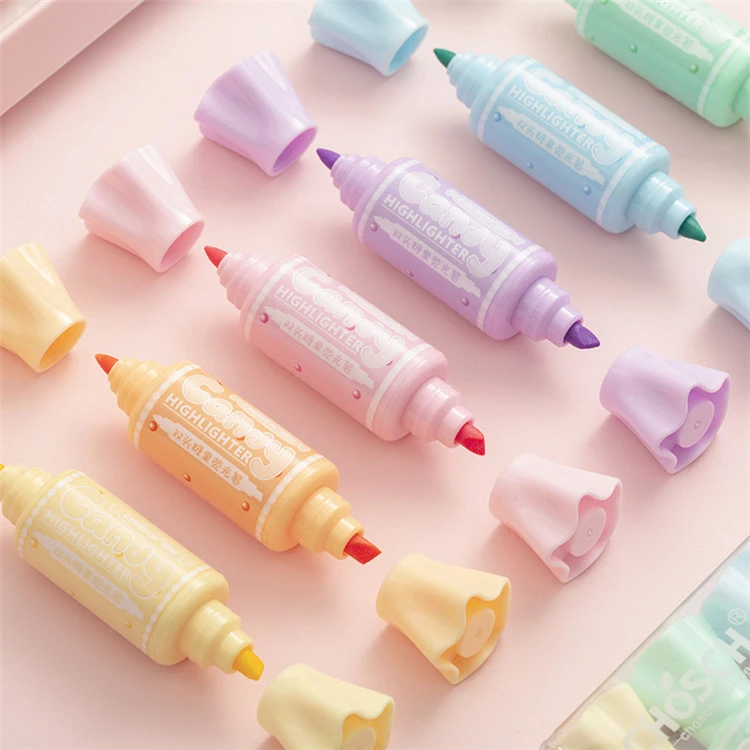 6pcs Mini Candy Siâp Amlygu Marciwr Pen
